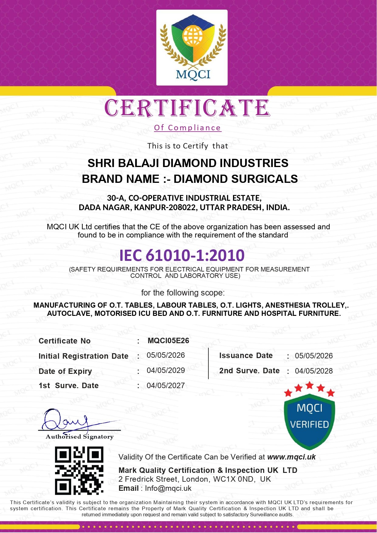 IEC 61010 Certificate